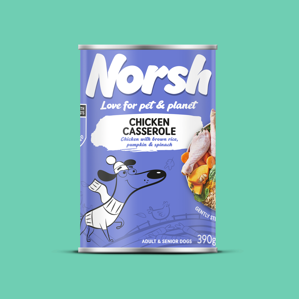 ドッグフード noroshi Chicken & Brown Rice Wet Dog Food | 12 x 390g Bulk Buy | Adult