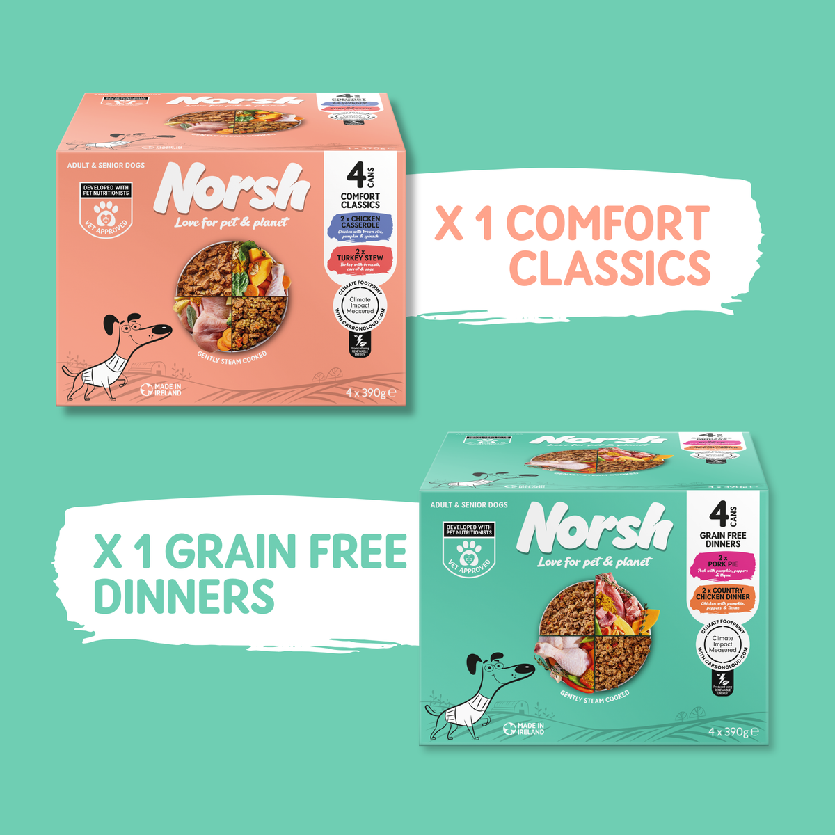 ドッグフード noroshi Norsh Trial Pack | Wet Dog Food | 8 x 390g Cans | 4 Grain Free & 4